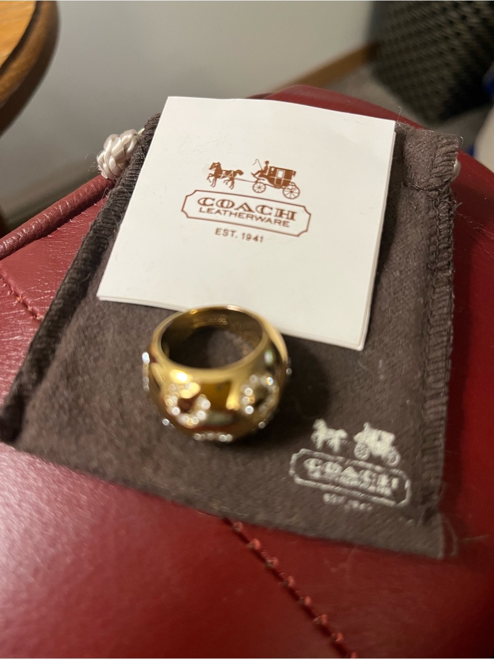 Coach Signature C Gold Tone Dome Ring